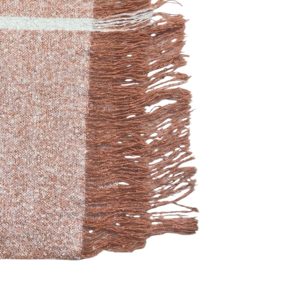 Cozy Large Scarf Wrap in Pink Blush Hues with Fringe - Picture 6 of 9